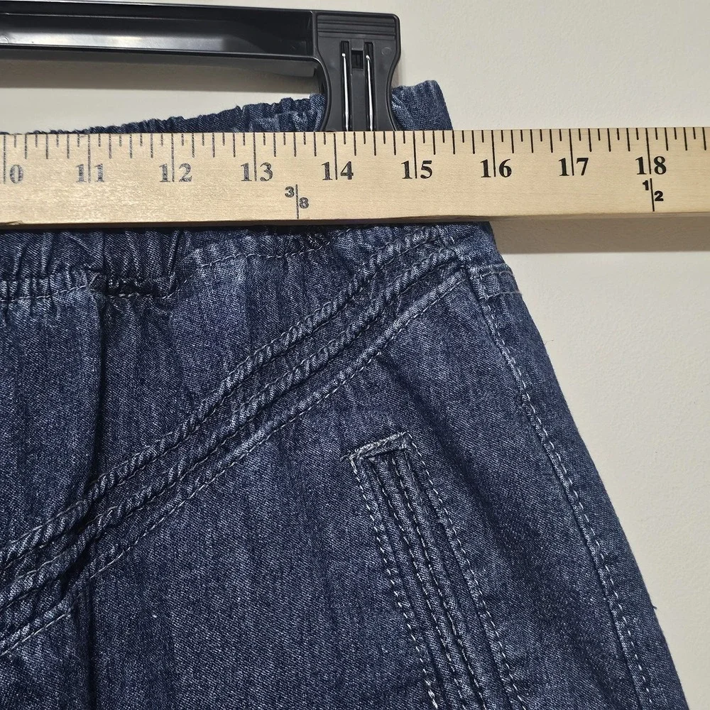 Women Jeans Skirt‎ Large 12/14 Long A-Line Cotton Blend Elastic Waistband 529